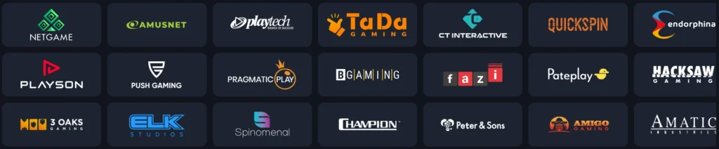 Netgame Amusnet Playtech Tada Quickspin Endorphina